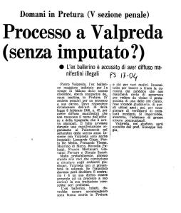 1970 04 17 Paese Sera - domani Processo in Pretura a Valpreda